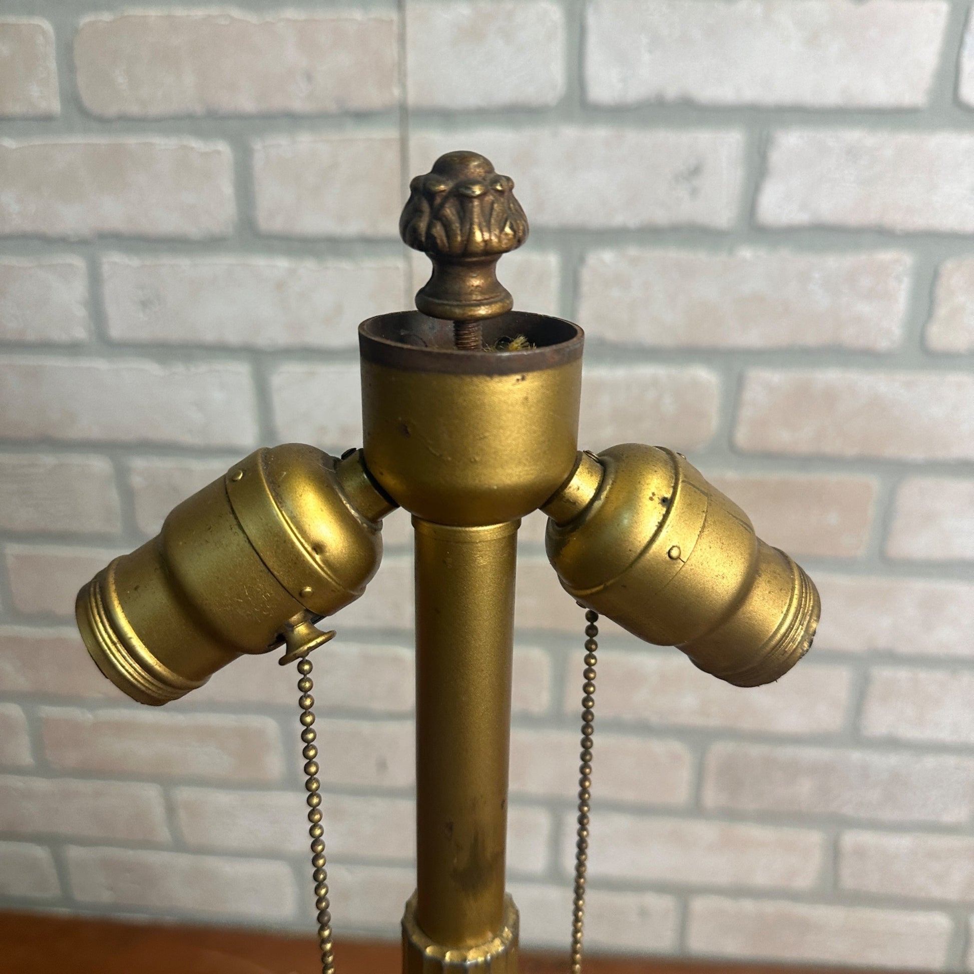 Antique Bronze Art Nouveau Victorian Lamp Base for Slag Glass / Stained Shade