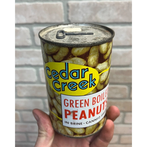 Vintage Cedar Creek Peanuts Keywind Tin Advertising Can Harrel Bros Eastman GA