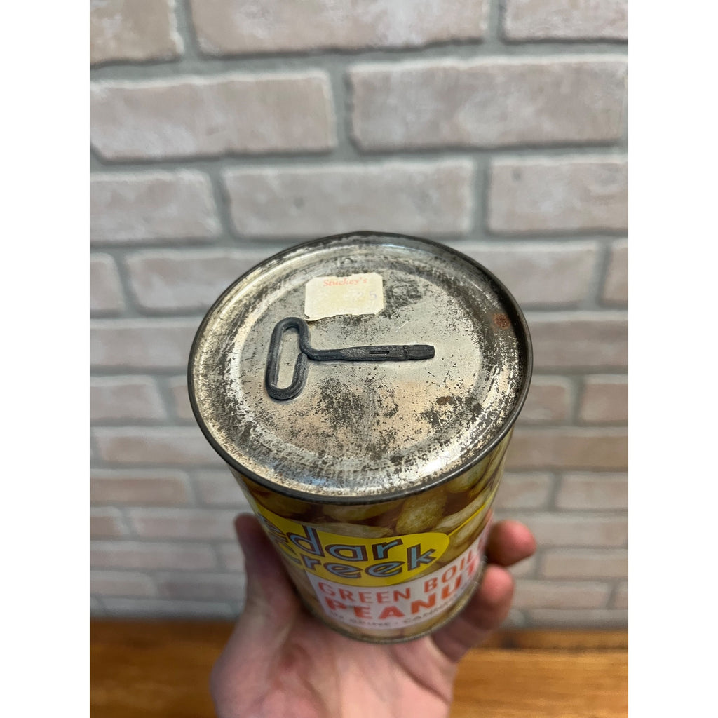 Vintage Cedar Creek Peanuts Keywind Tin Advertising Can Harrel Bros Eastman GA