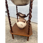 Antique Victorian Shaving Stand Mirror Wash Basin Pitcher Candle Holders c1900