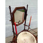 Antique Victorian Shaving Stand Mirror Wash Basin Pitcher Candle Holders c1900