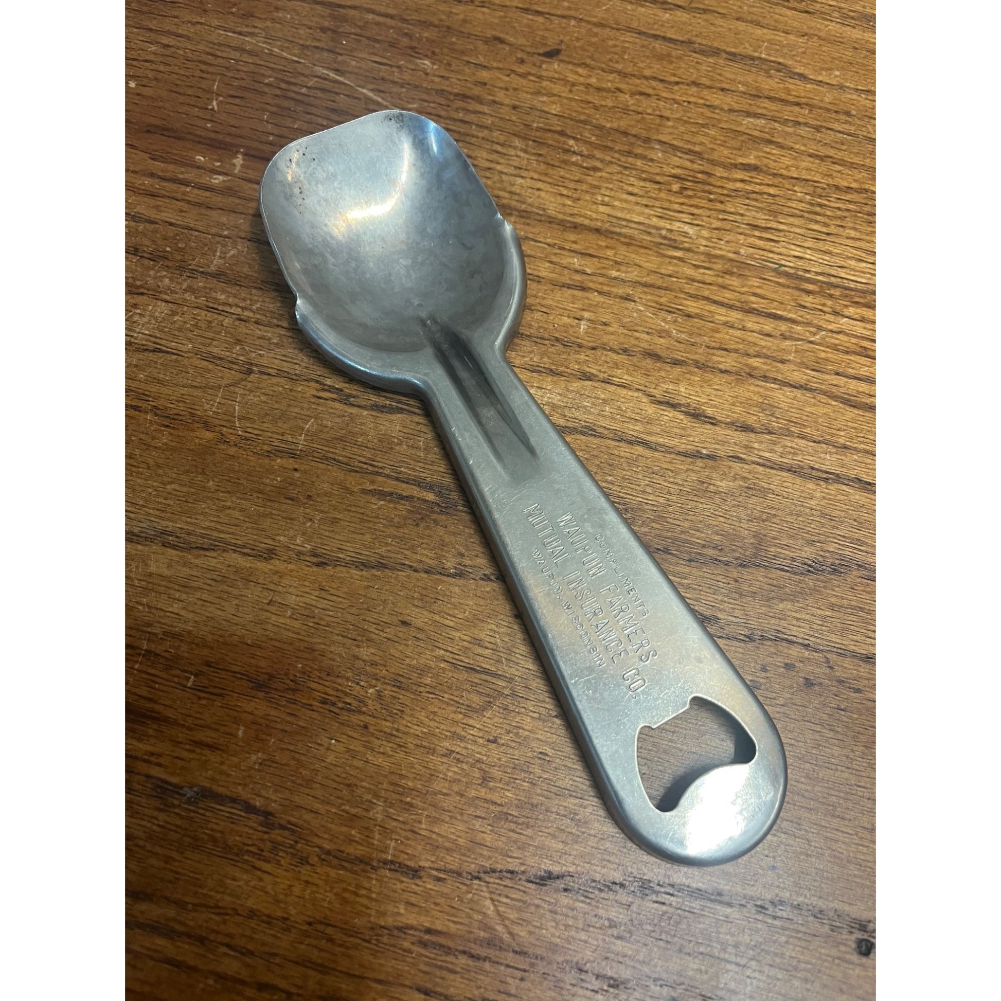 Vintage Metal Ice Cream Scoop w/ Advertising Waupun Farmers Mutual Insurance Co.