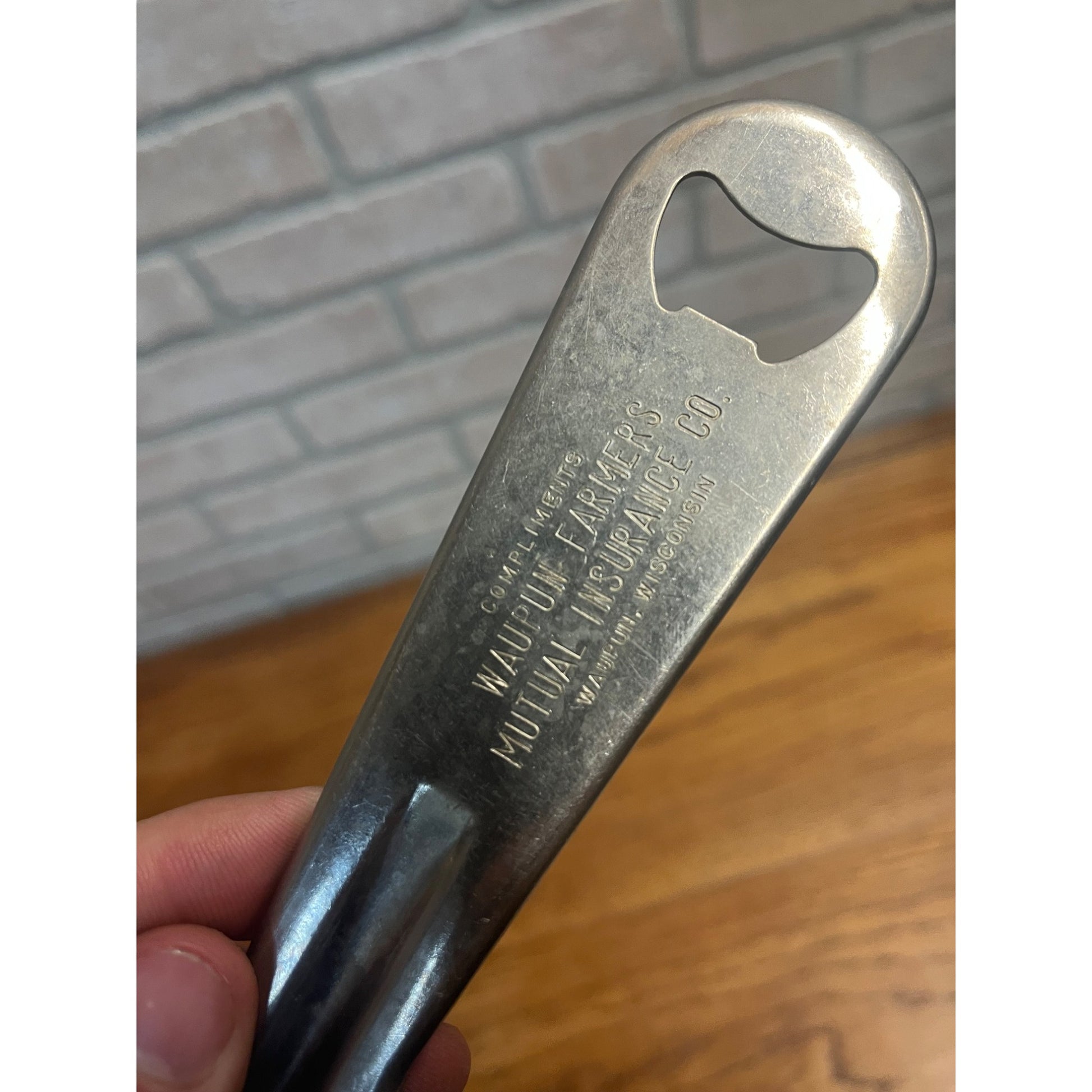 Vintage Metal Ice Cream Scoop w/ Advertising Waupun Farmers Mutual Insurance Co.