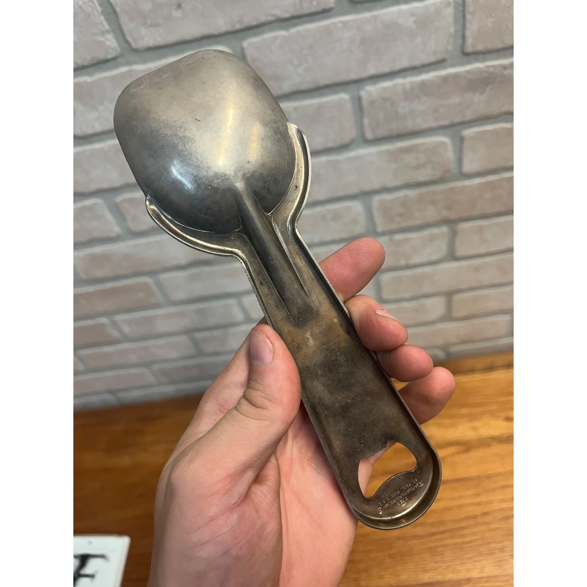 Vintage Metal Ice Cream Scoop w/ Advertising Waupun Farmers Mutual Insurance Co.