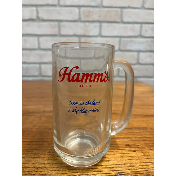 Vintage Hamm's Beer Mug Glass Tankard 5.5" Land of Sky Blue Waters Barware