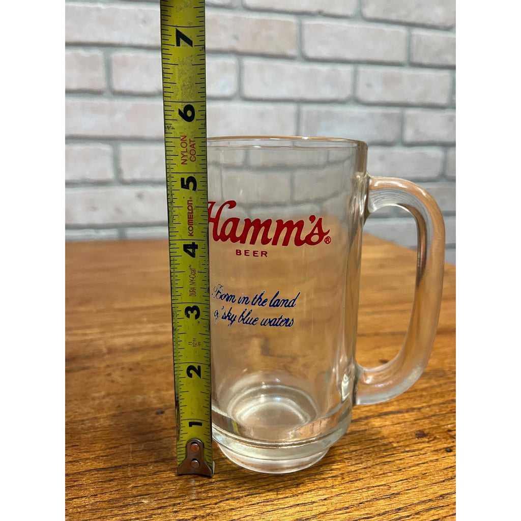 Vintage Hamm's Beer Mug Glass Tankard 5.5" Land of Sky Blue Waters Barware