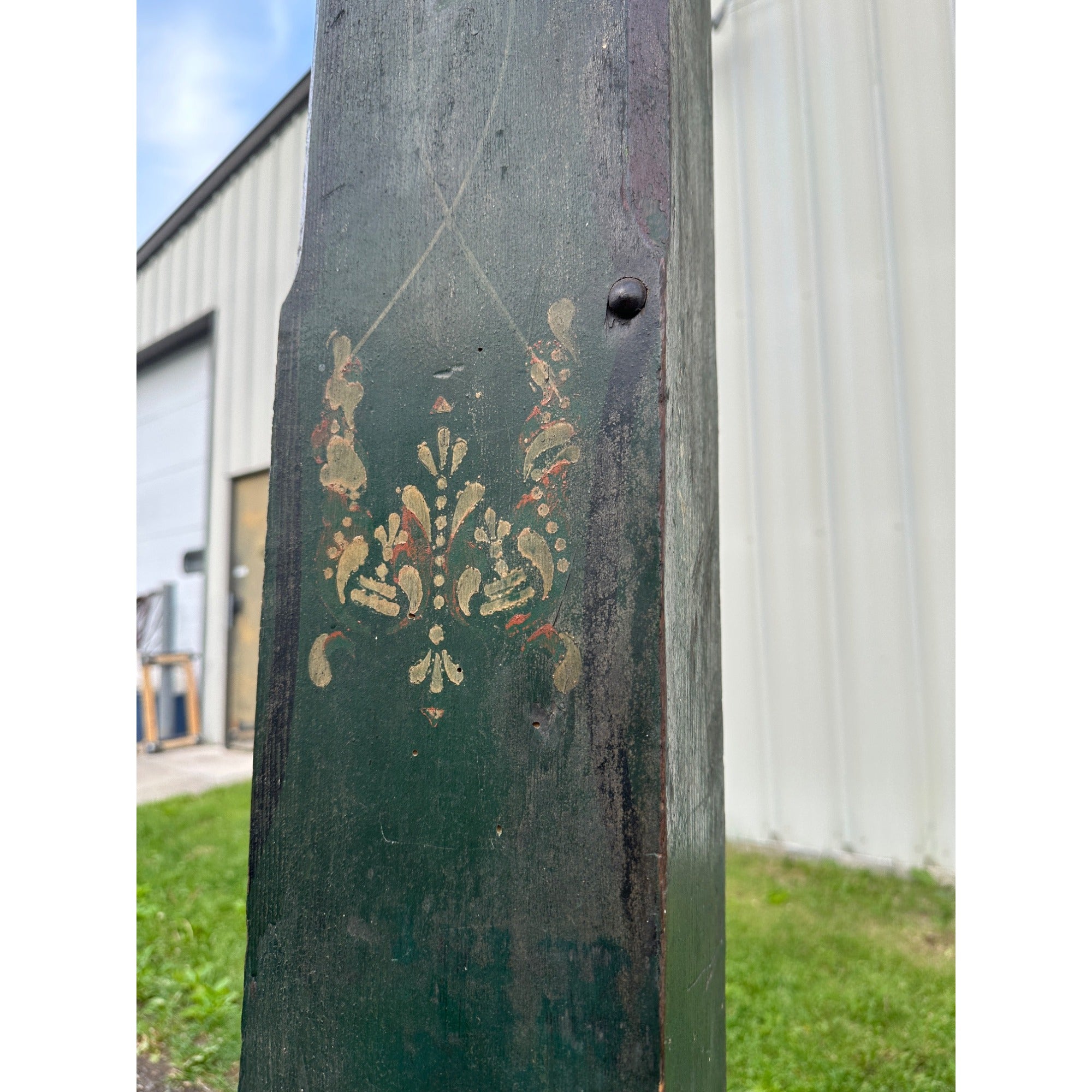 Early Antique Wooden Water Pump Green Primitive Original