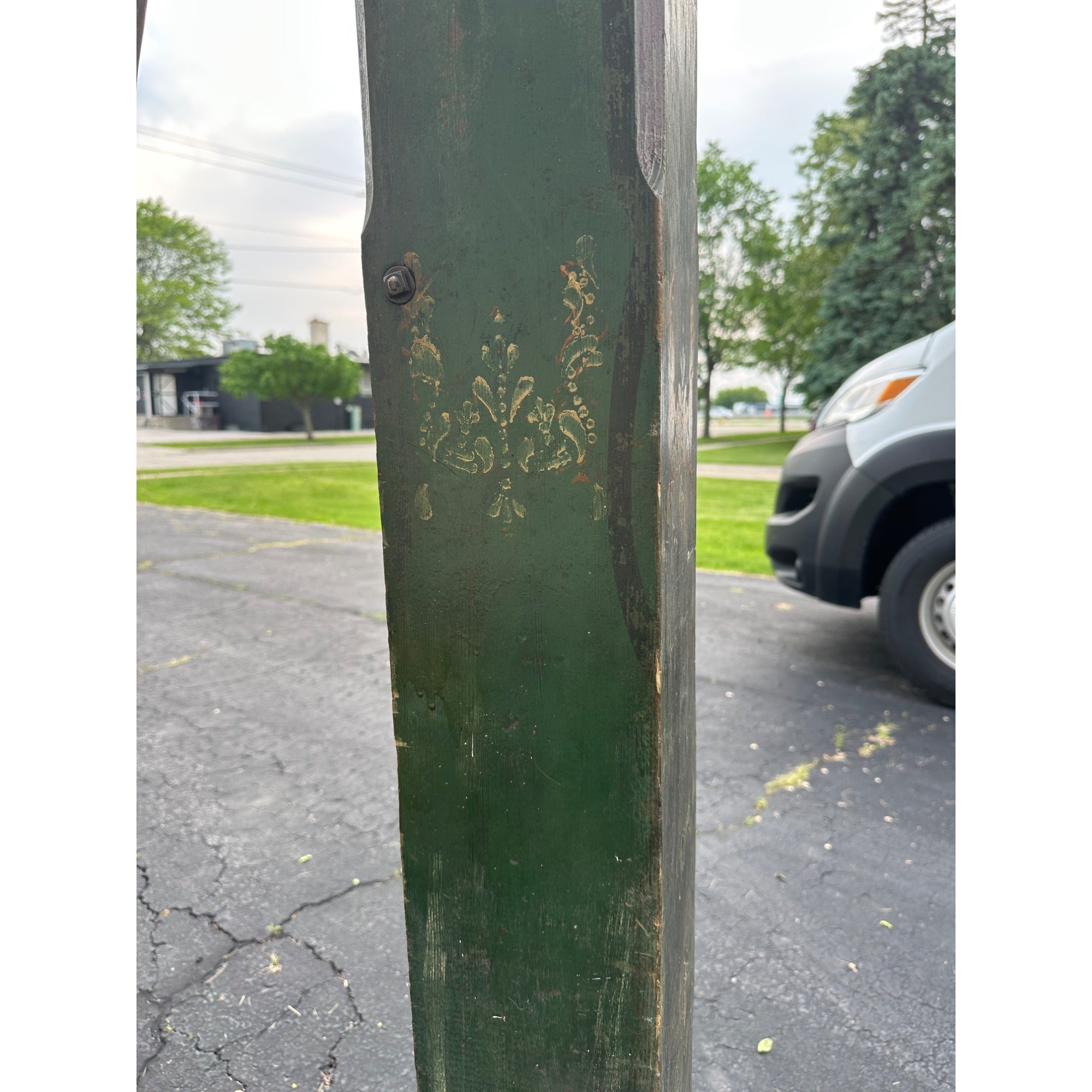 Early Antique Wooden Water Pump Green Primitive Original