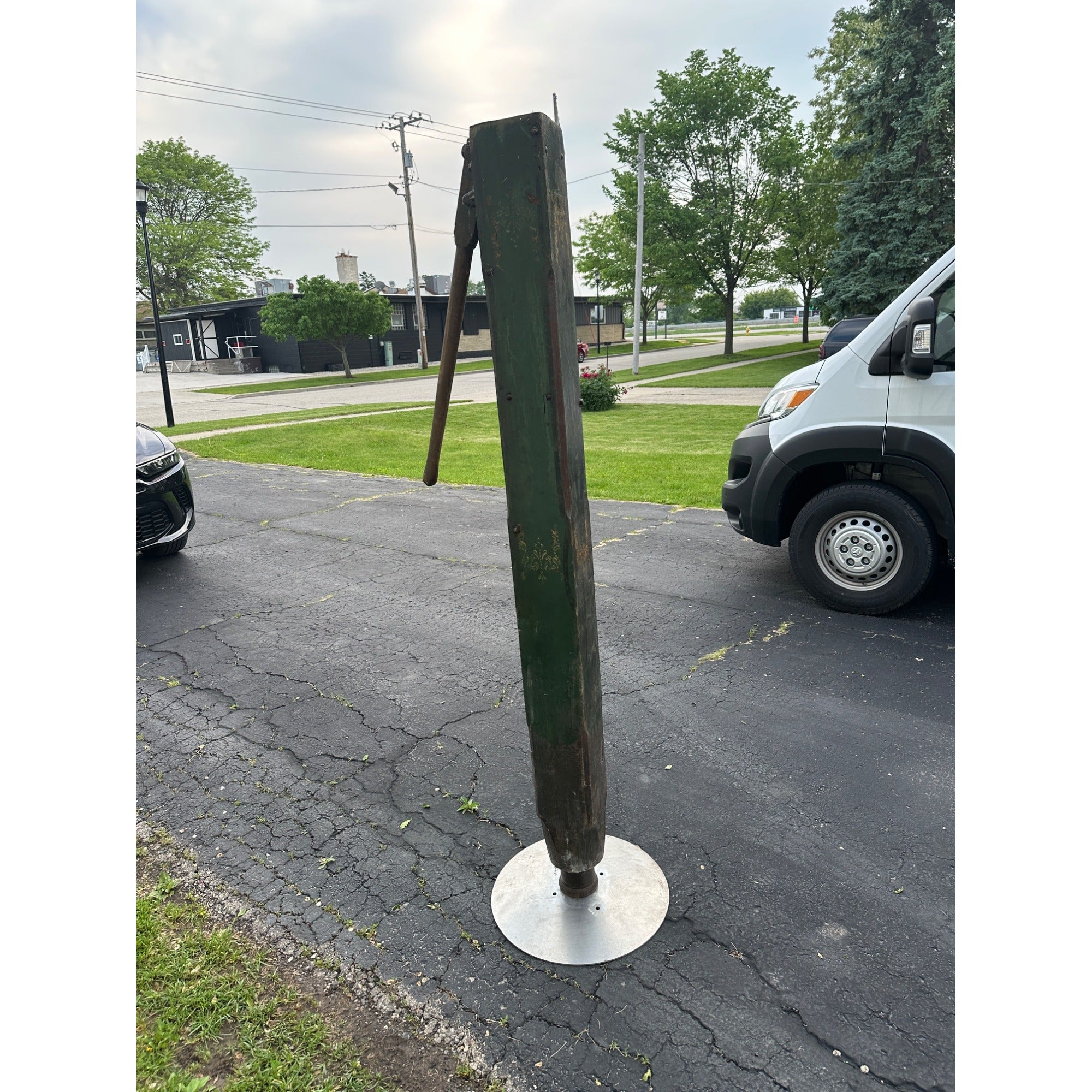 Early Antique Wooden Water Pump Green Primitive Original