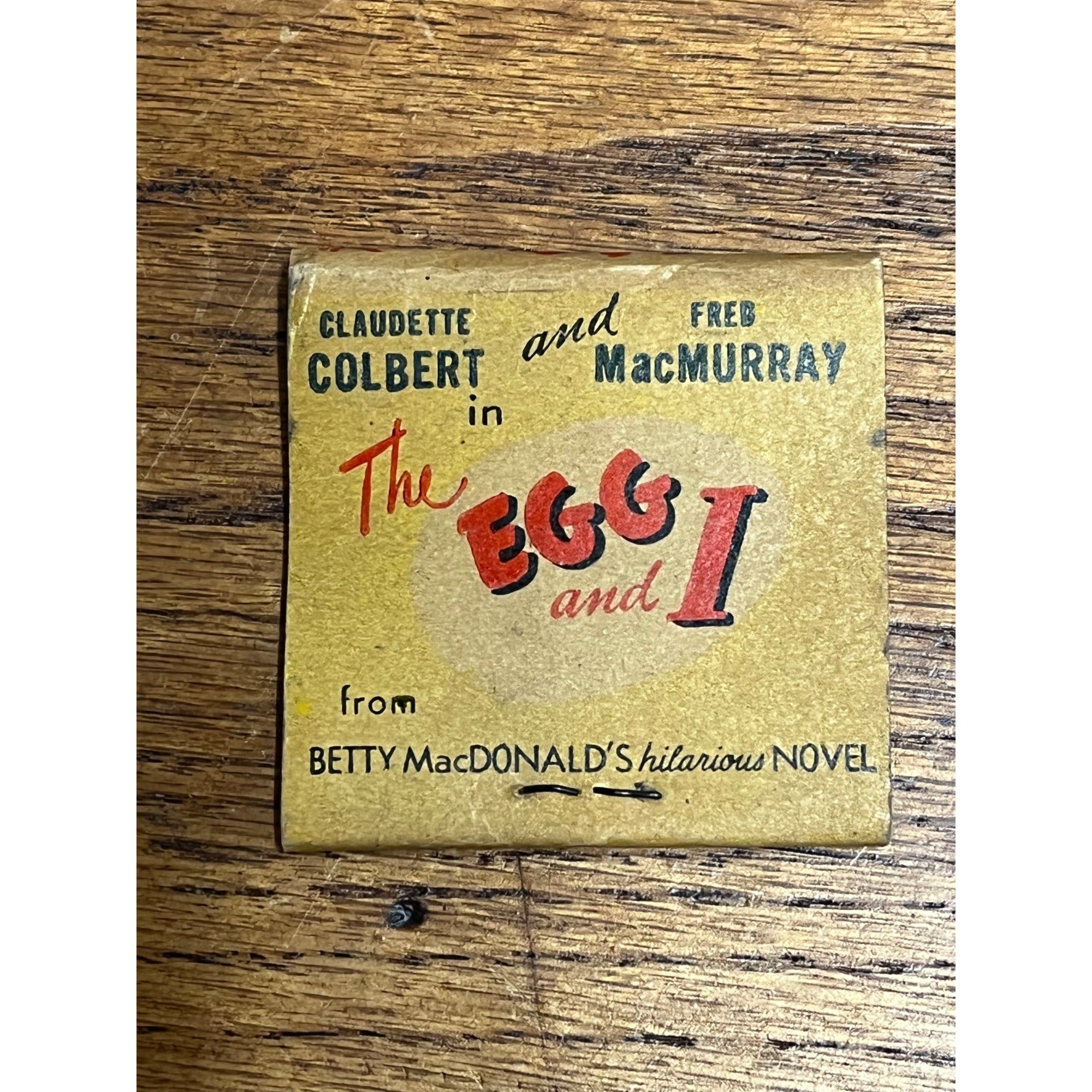 Vintage The EGG and I Film Advertising  Matchbook Fred MacMurray - FULL