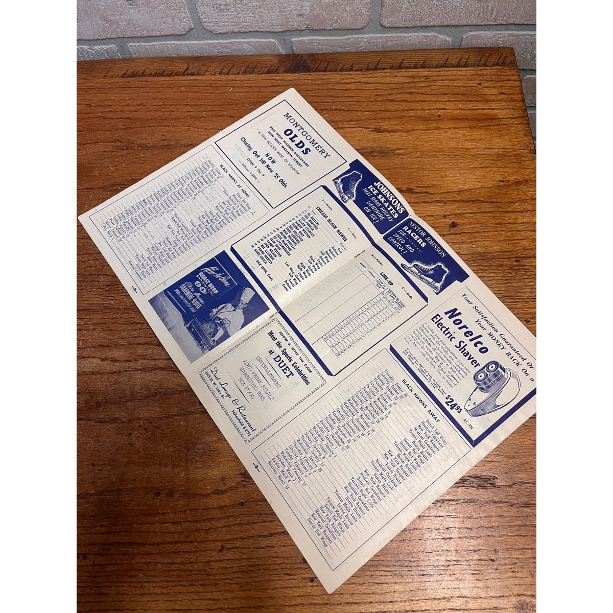 Hockey Chicago Stadium Review Program Detroit Red Wings Chicago Blackhawks 1955