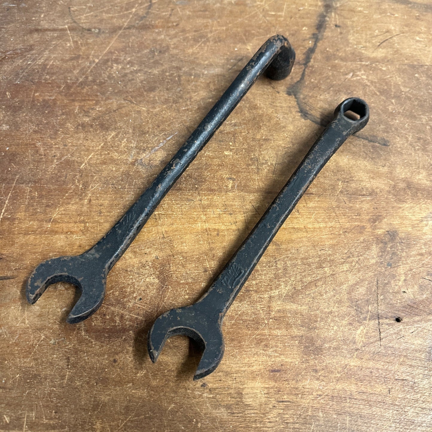 (2) Vintage Model T Ford Script Open End Offset Socket Combination Wrench T 5893 USA