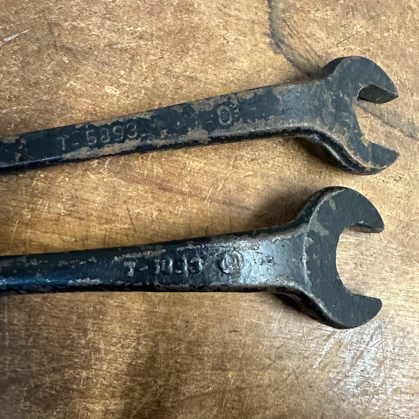 (2) Vintage Model T Ford Script Open End Offset Socket Combination Wrench T 5893 USA