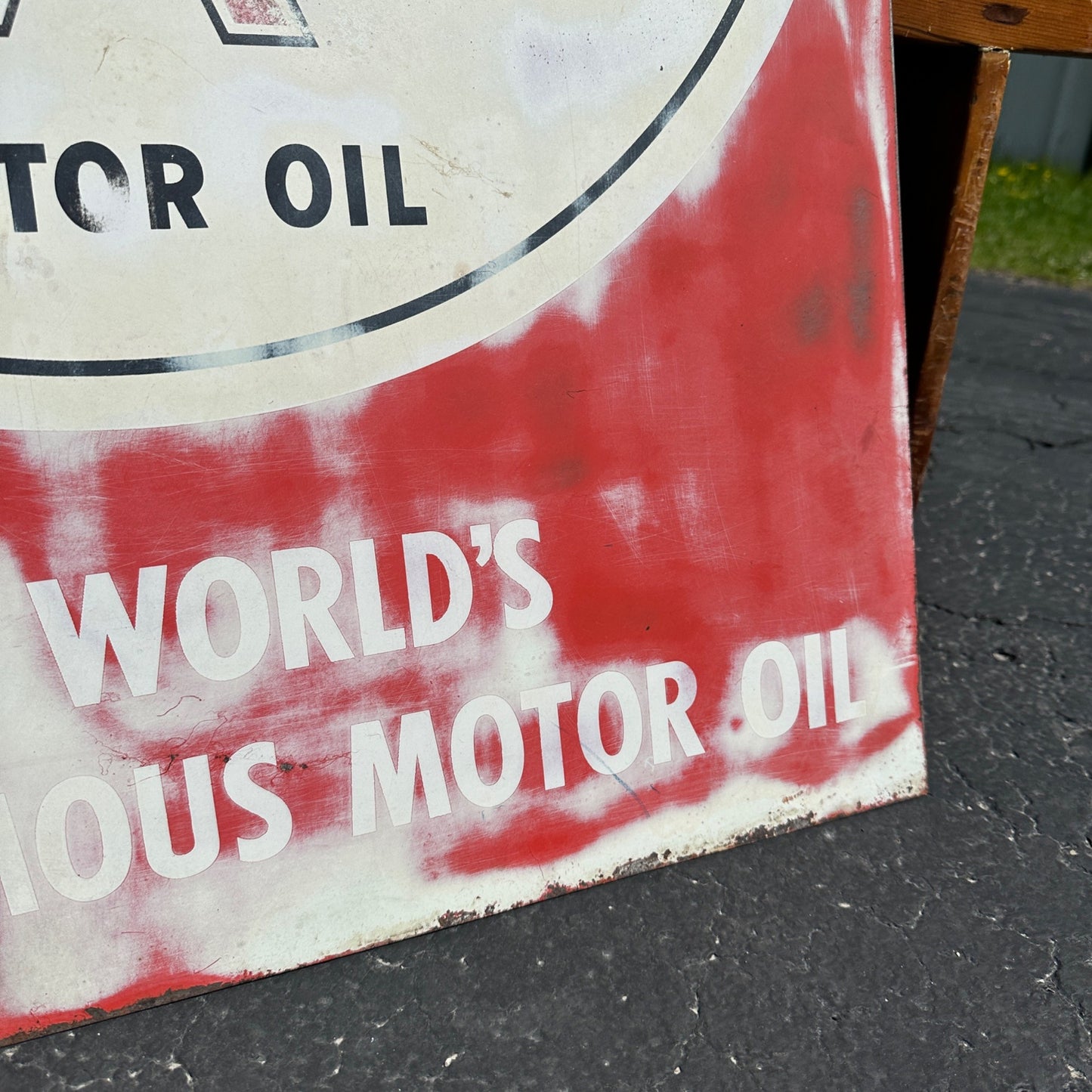 Original Veedol Motor Oil Flying A Wings Curb Sign Texaco Service Station