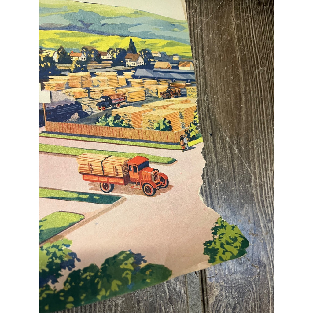 1920s Advertising Calendar Poster Fuller Goodman Farm Barn Dairy Scene