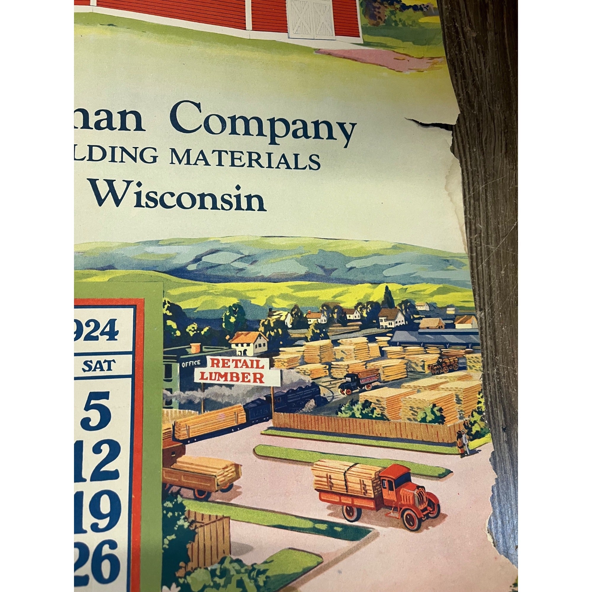 1920s Advertising Calendar Poster Fuller Goodman Farm Barn Dairy Scene
