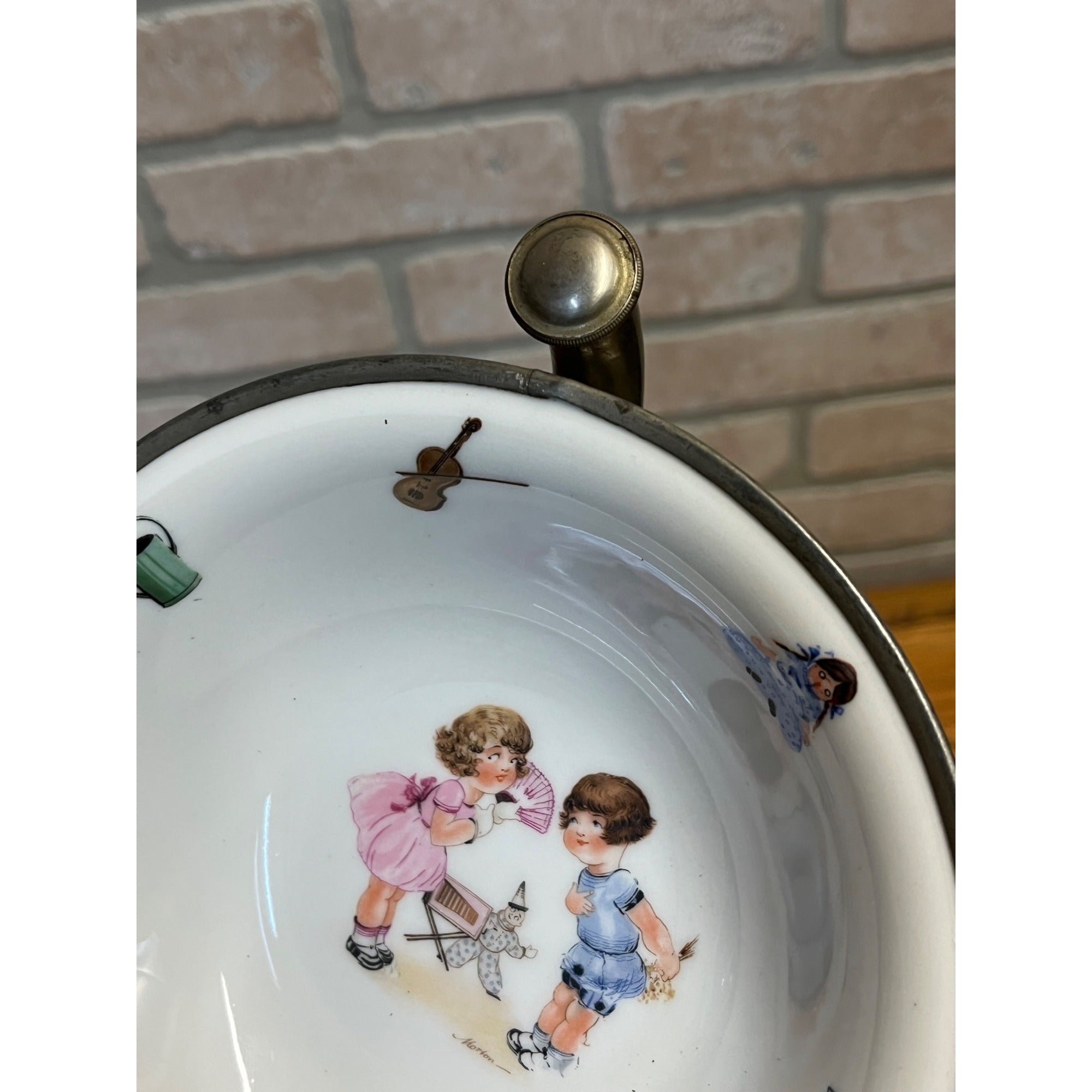 Vintage Child's Warming Dish Porcelain Stainless Germany Toys Little Girl German