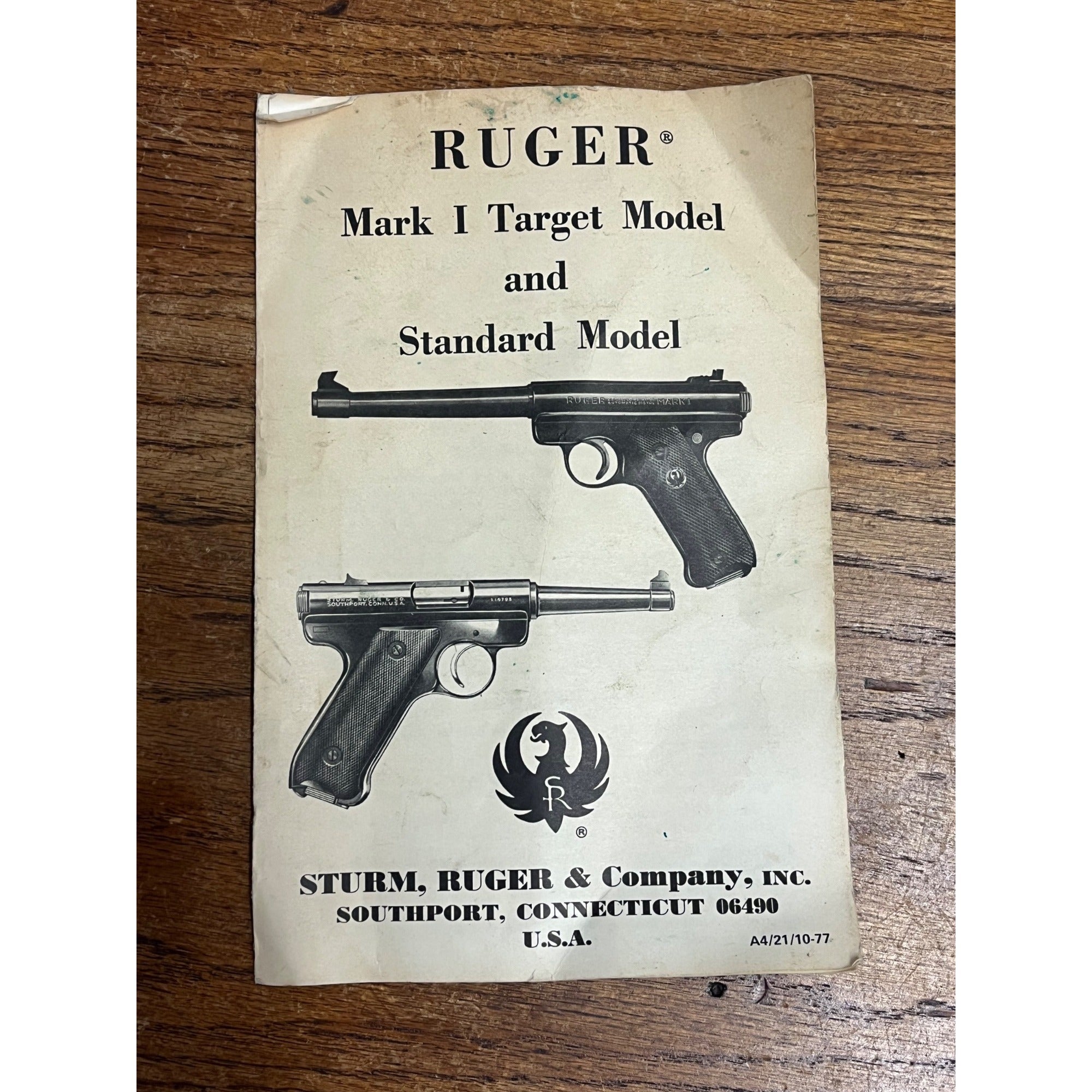 Ruger Mark I Target Model and Standard Model Parts List booklet