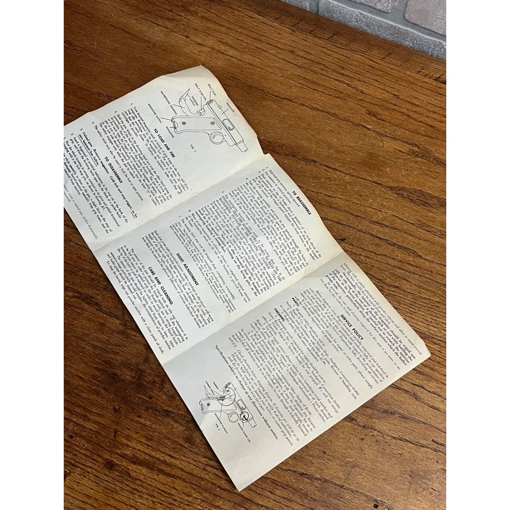 Ruger Mark I Target Model and Standard Model Parts List booklet