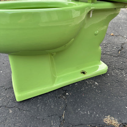 Vintage 1970s Fresh Lime Green Kohler Bathroom Porcelain Toilet Mid-Century