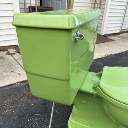 Vintage 1970s Fresh Lime Green Kohler Bathroom Porcelain Toilet Mid-Century