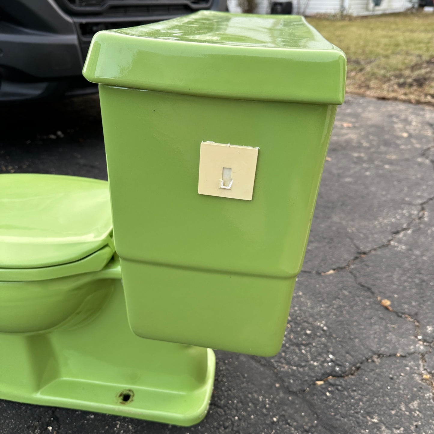 Vintage 1970s Fresh Lime Green Kohler Bathroom Porcelain Toilet Mid-Century