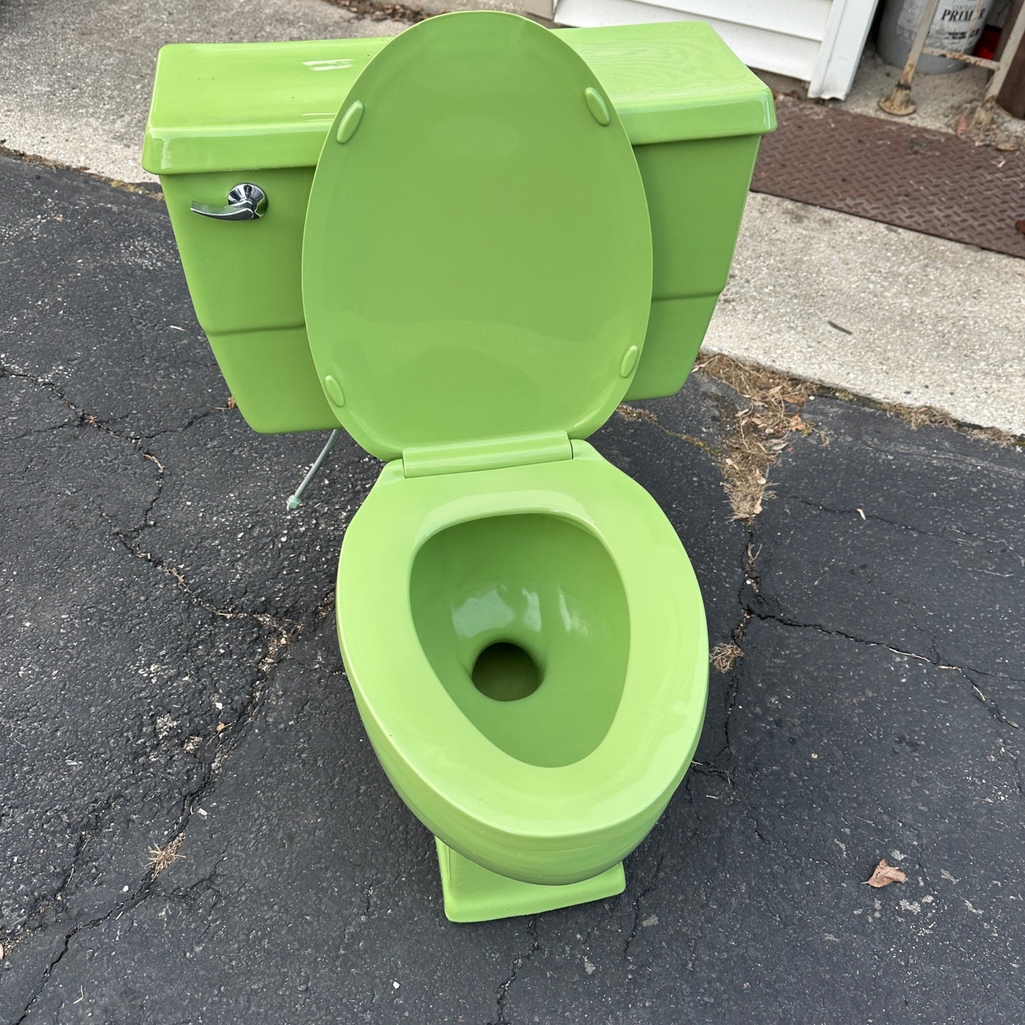 Vintage 1970s Fresh Lime Green Kohler Bathroom Porcelain Toilet Mid-Century