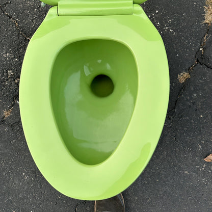 Vintage 1970s Fresh Lime Green Kohler Bathroom Porcelain Toilet Mid-Century