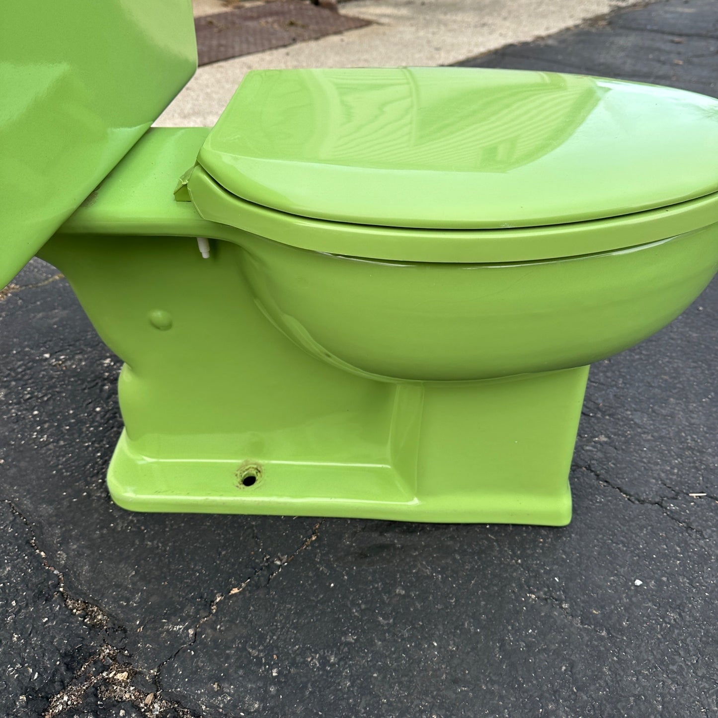 Vintage 1970s Fresh Lime Green Kohler Bathroom Porcelain Toilet Mid-Century