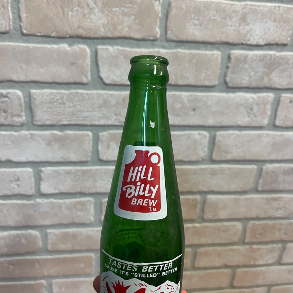 Hill Billy Brew  'Lil Brown Jug;  M.C.S.C., 1960s ACL Soda Pop Bottle Green