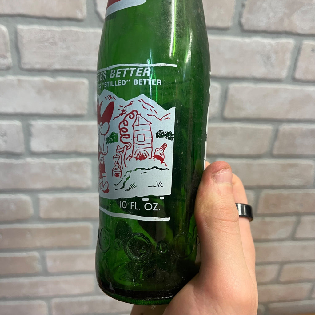 Hill Billy Brew  'Lil Brown Jug;  M.C.S.C., 1960s ACL Soda Pop Bottle Green
