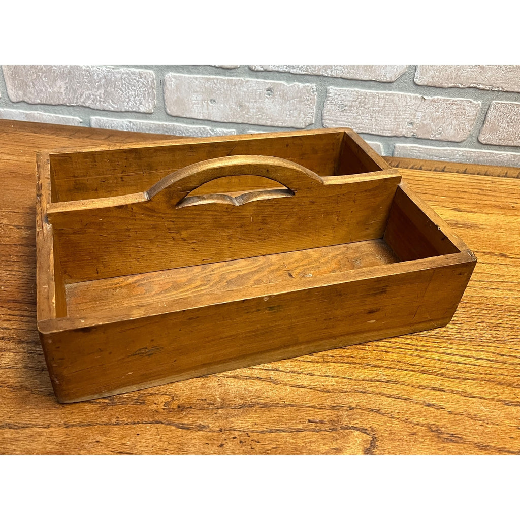 Antique Wooden Tool Carrier Caddy Tote Primitive Farmhouse Country