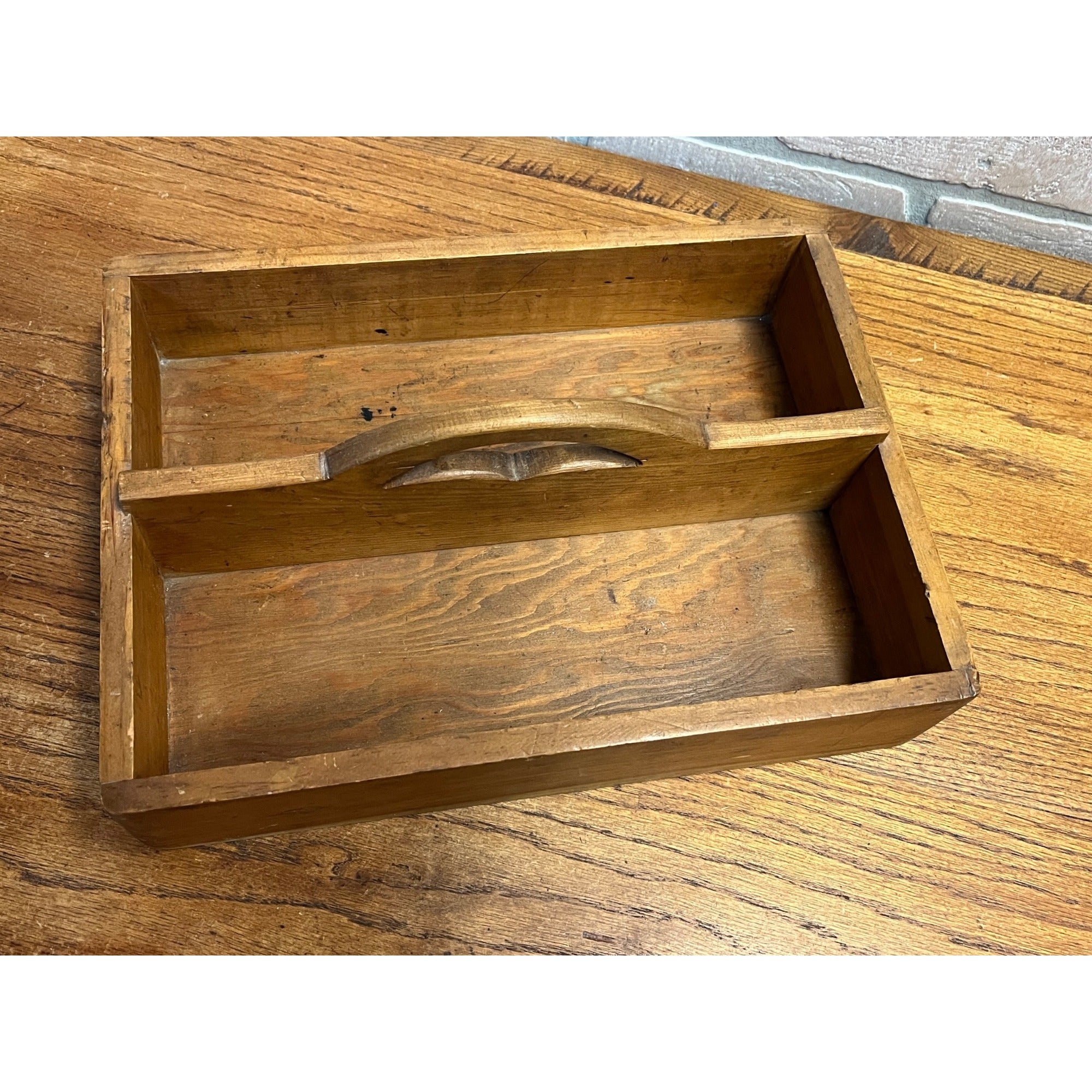 Antique Wooden Tool Carrier Caddy Tote Primitive Farmhouse Country