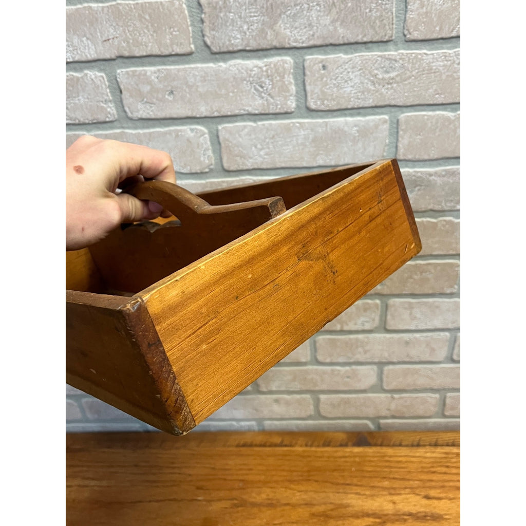 Antique Wooden Tool Carrier Caddy Tote Primitive Farmhouse Country