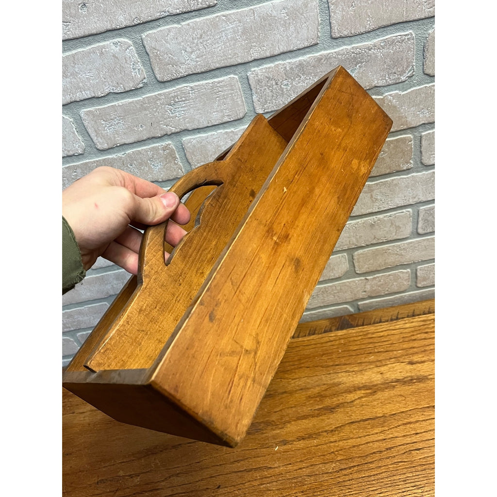 Antique Wooden Tool Carrier Caddy Tote Primitive Farmhouse Country