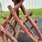 Antiqued Primitive Wooden Red Twisted Branch Footed Side Parlor Table