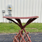 Antiqued Primitive Wooden Red Twisted Branch Footed Side Parlor Table