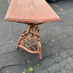 Antiqued Primitive Wooden Red Twisted Branch Footed Side Parlor Table