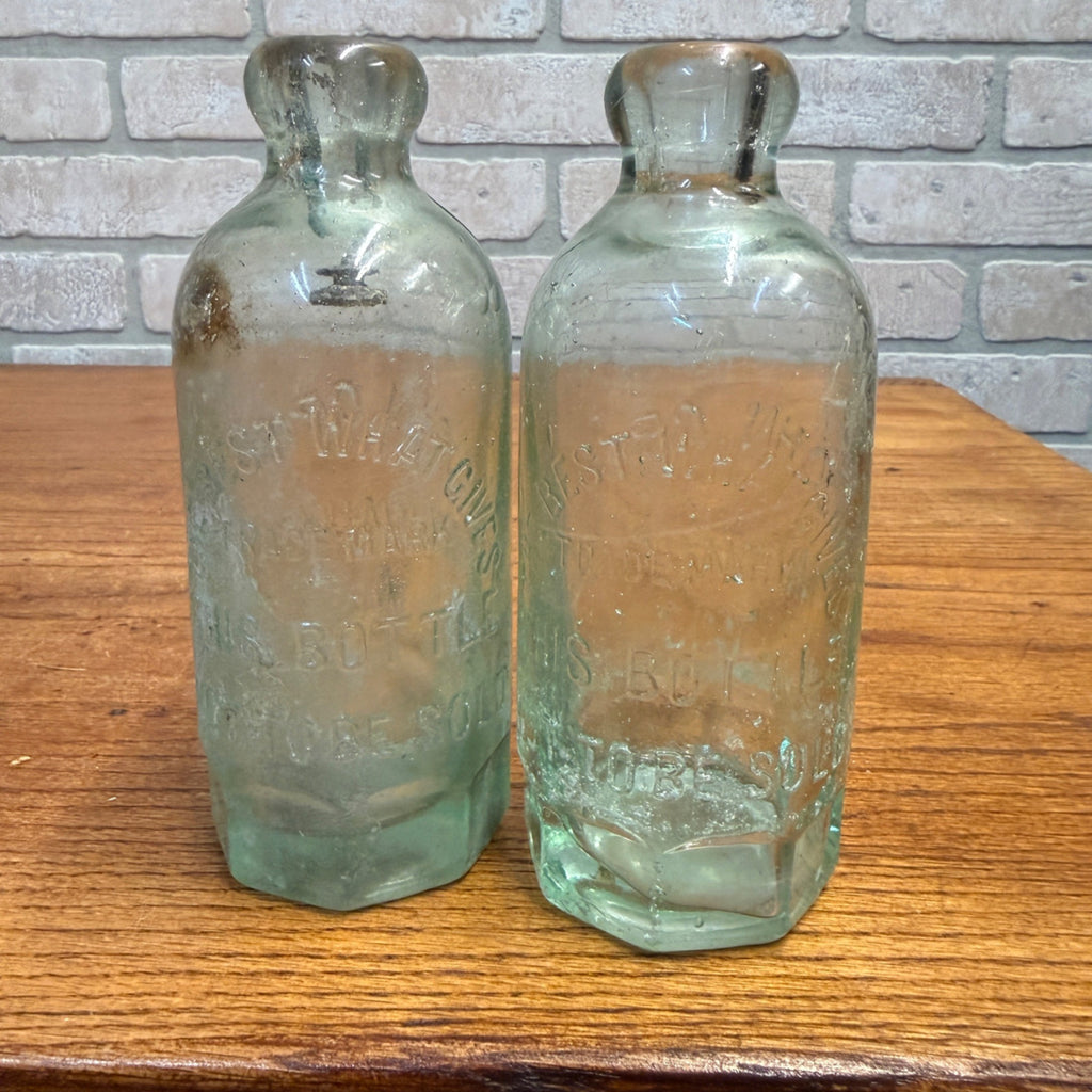 John Graf c1890s Milwaukee Wis Lot (2) Soda Bottles Blob Top Hutchinson