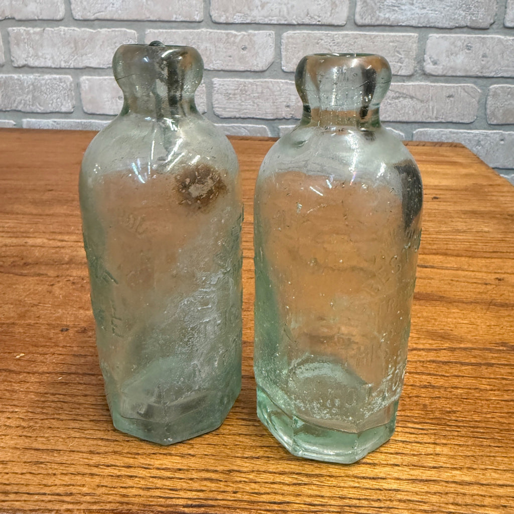 John Graf c1890s Milwaukee Wis Lot (2) Soda Bottles Blob Top Hutchinson
