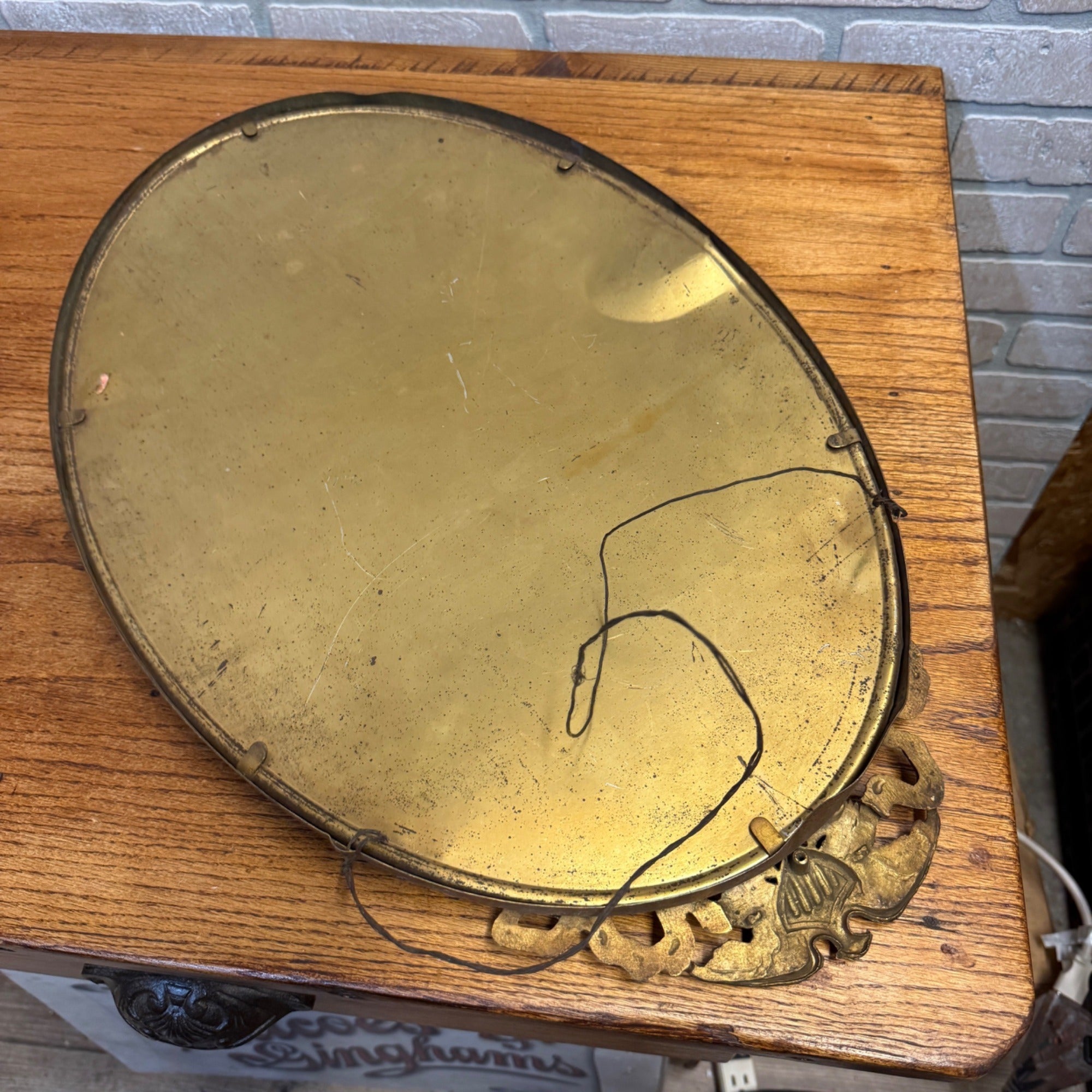 Antique WWI Doughboy Soldier Convex Bubble Glass Oval Portrait Patriotic Eagle Frame Hand Colored