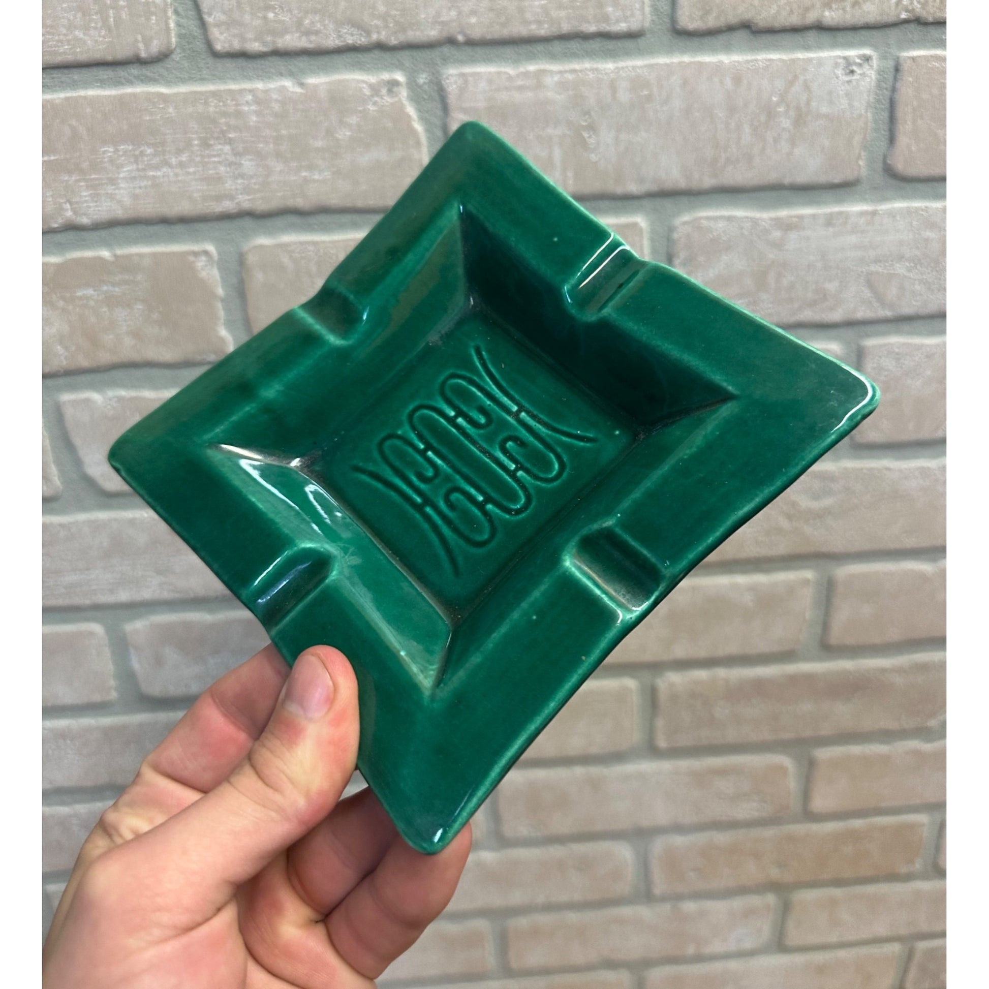 Vintage MCM Mid-Century Don Jay Ceramics California Green Ashtray 7"x7"