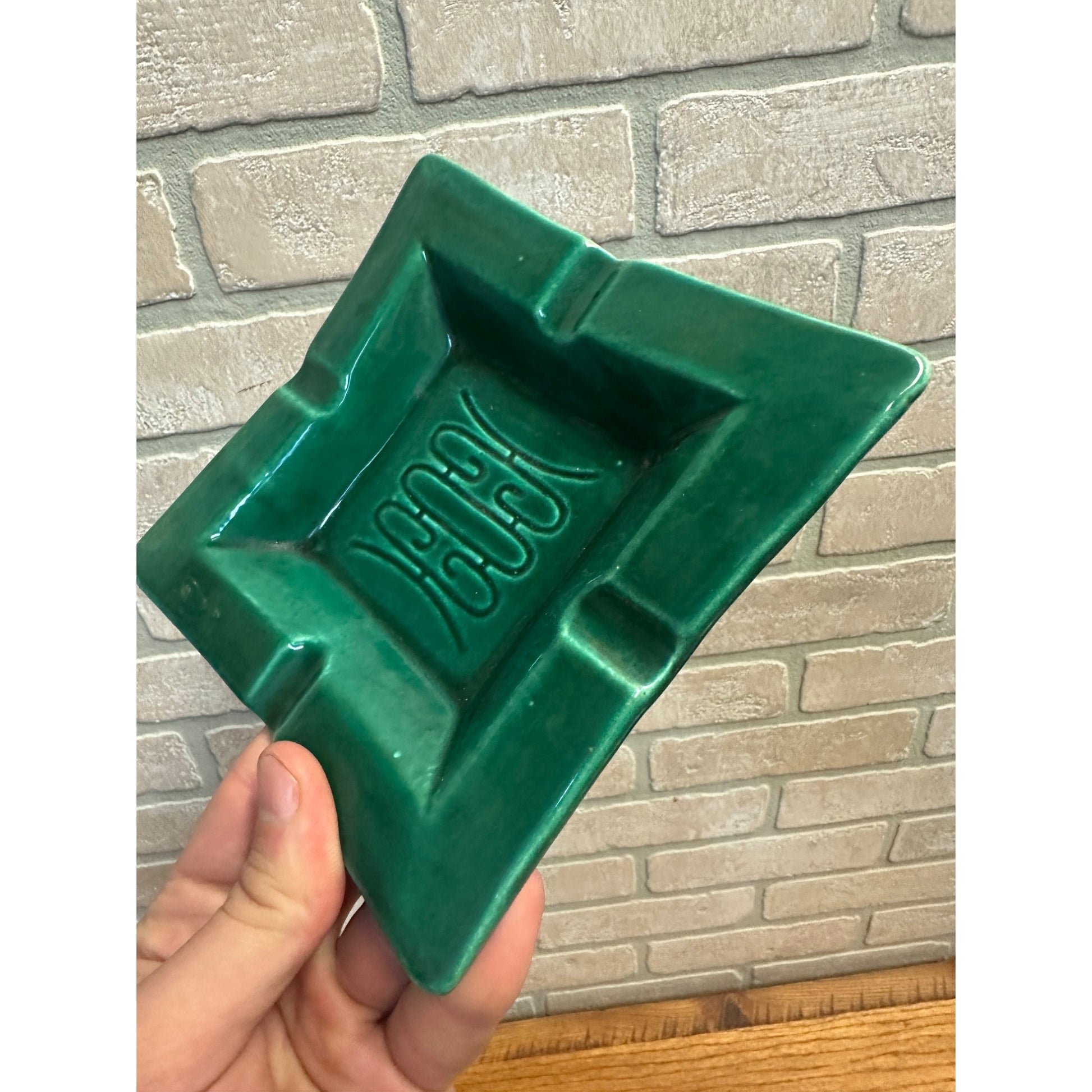 Vintage MCM Mid-Century Don Jay Ceramics California Green Ashtray 7"x7"