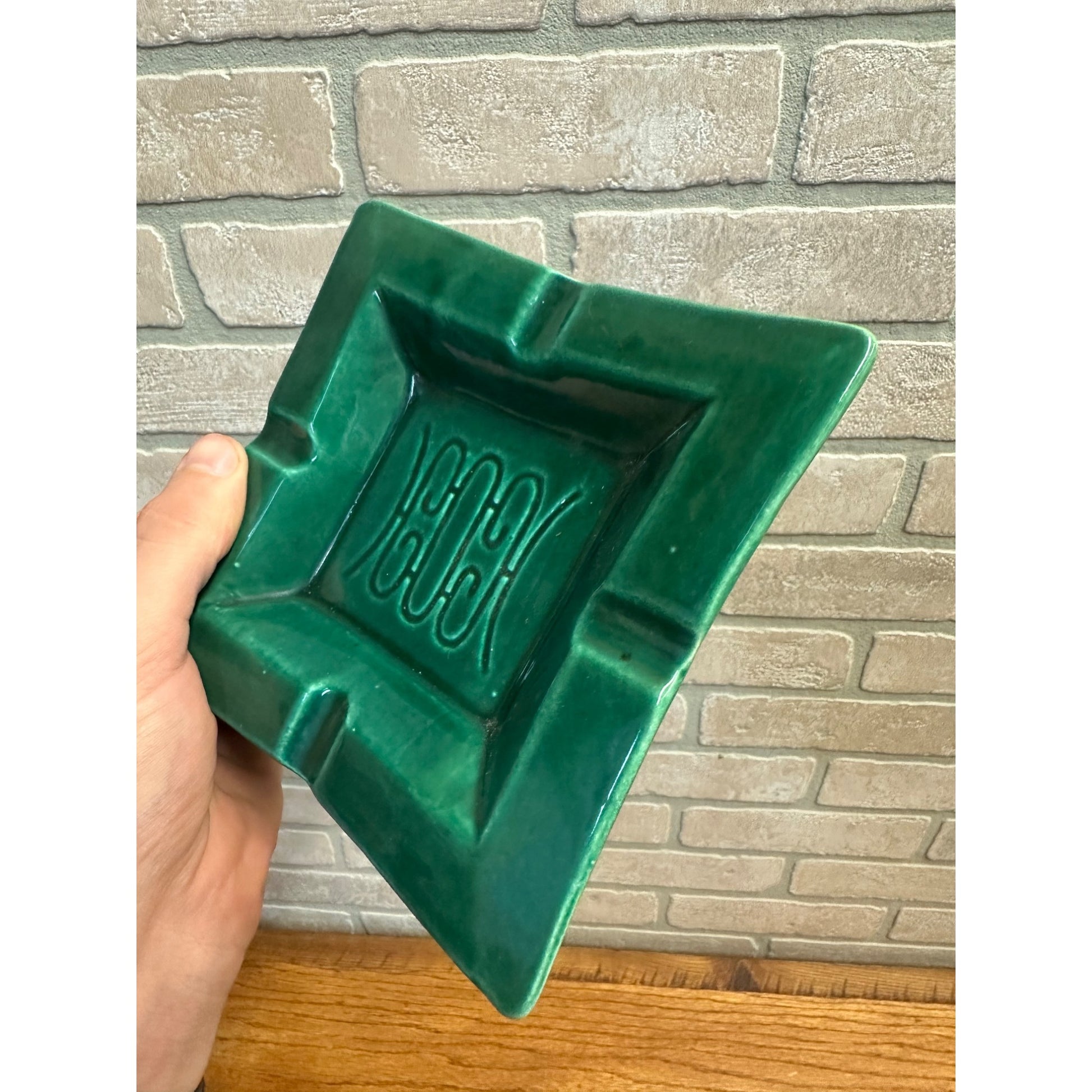 Vintage MCM Mid-Century Don Jay Ceramics California Green Ashtray 7"x7"
