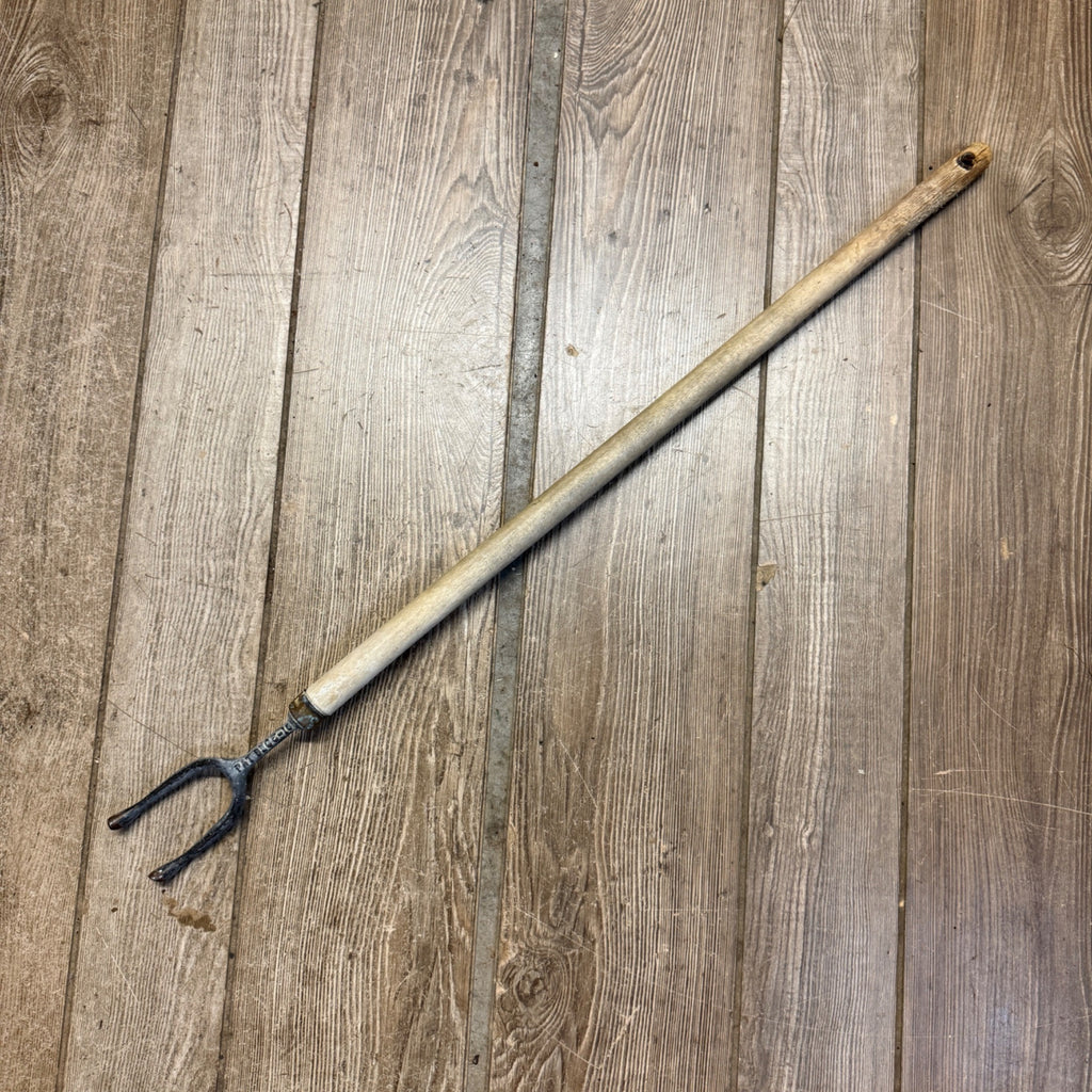 Antique Wooden Laundry Fork 29" Long Metal Fork & Wooden Handle"