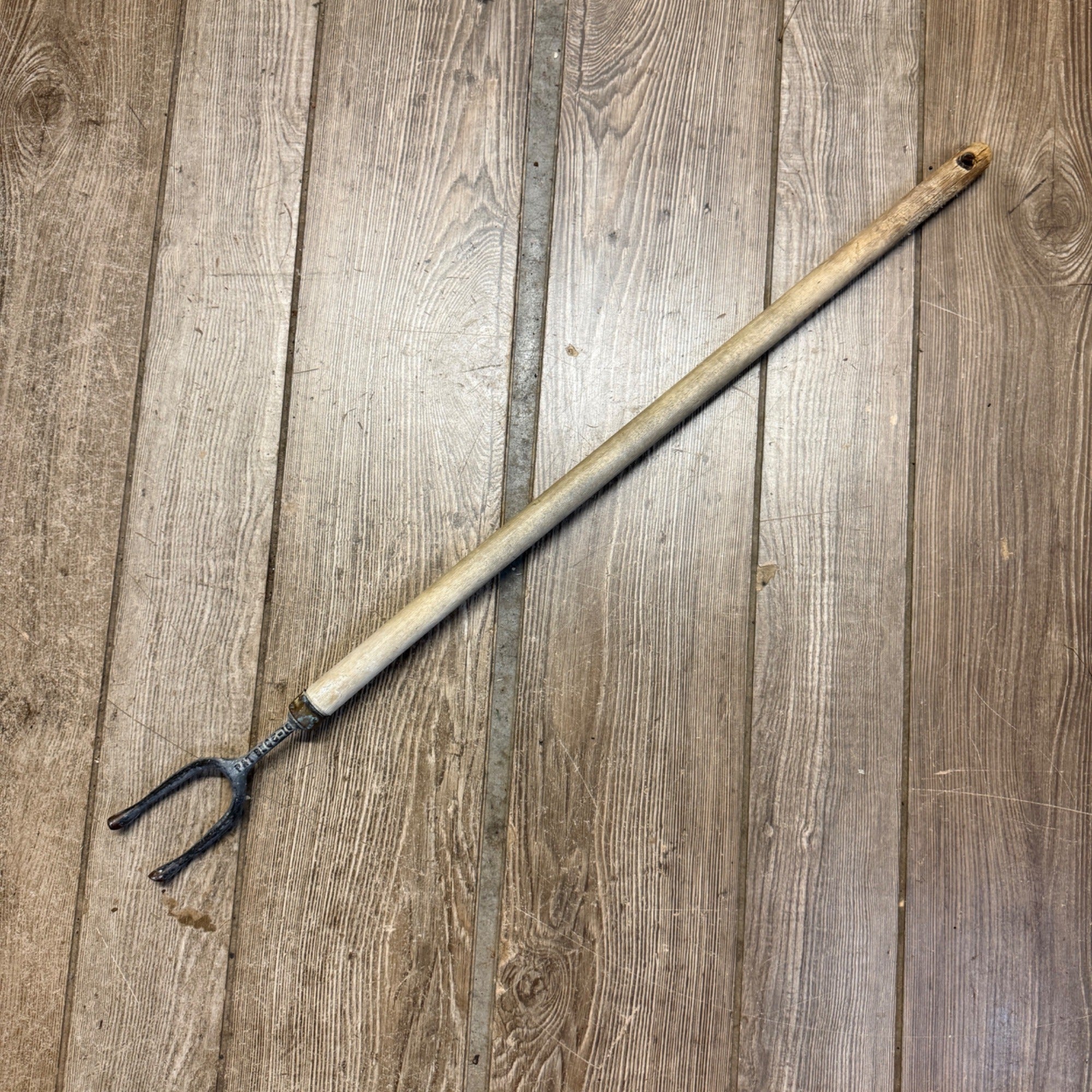 Antique Wooden Laundry Fork 29" Long Metal Fork & Wooden Handle"