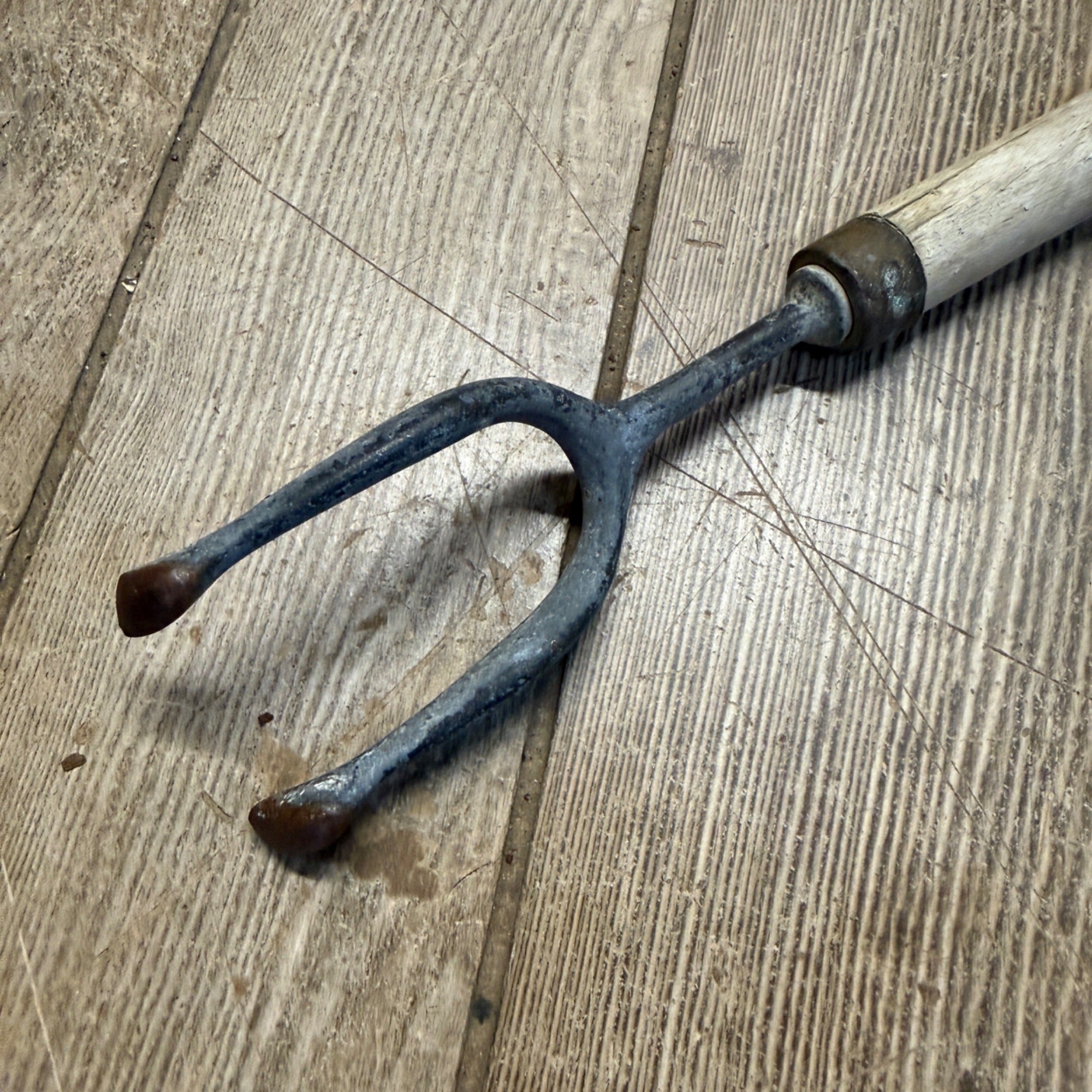 Antique Wooden Laundry Fork 29" Long Metal Fork & Wooden Handle"