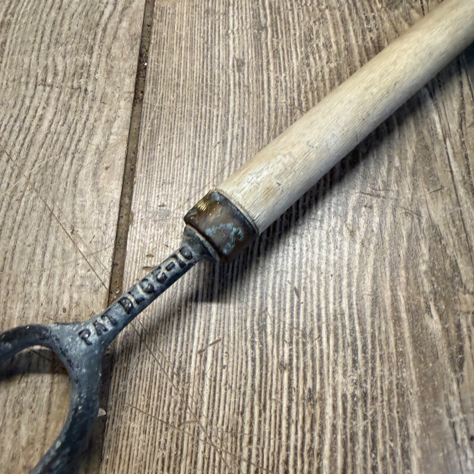 Antique Wooden Laundry Fork 29" Long Metal Fork & Wooden Handle"