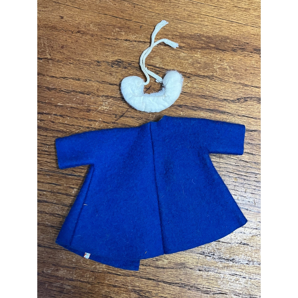 Vintage 1960s Ideal Tammy Doll Family Pepper's Frost Frolics Blue Felt Winter Coat & Collar