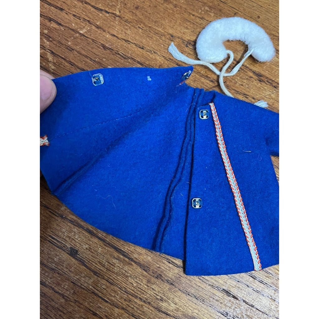 Vintage 1960s Ideal Tammy Doll Family Pepper's Frost Frolics Blue Felt Winter Coat & Collar